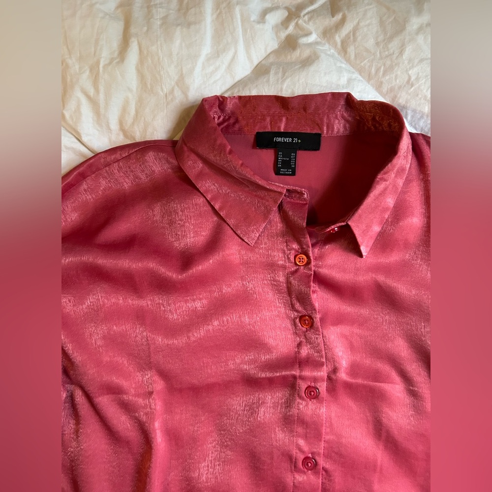 Coral Button-Up Blouse - Picture 2 of 7